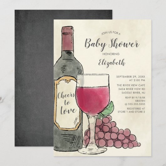 Proost op Love Wine Baby shower Kaart (Voorkant / Achterkant)