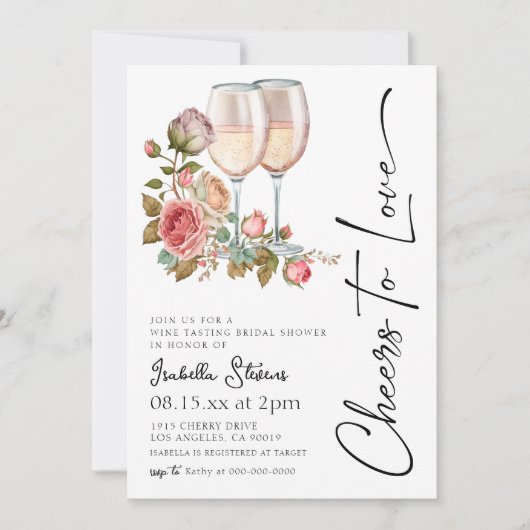 Proost op Love Wine Bridal Shower Uitnodiging (Voorkant)