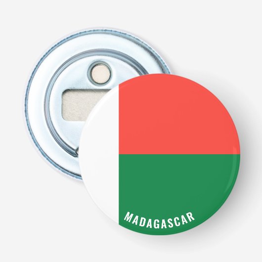 Proost op Madagaskar! Prachtig Patriottisch Button Flesopener (Voorkant)