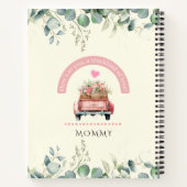 Proost op mama Roze Vintage Bloemenwagen Coquette Notitieboek (Achterkant)
