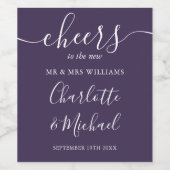 Proost Op Meneer En Mevrouw Paars Huwelijk Script Wijn Etiket (Enkel label)
