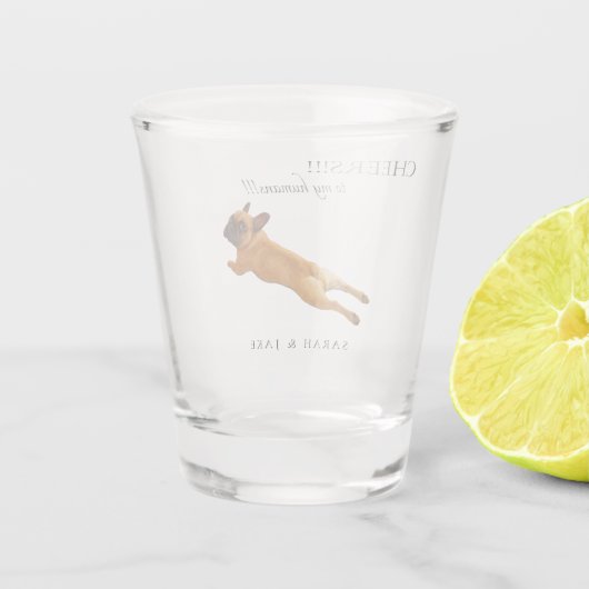 Proost op mijn mensen bruiloft huisdier shot glas (Achterkant)