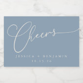 Proost op minimale stoffige blauwe script aangepas sparkling wijnetiket (Enkel label)