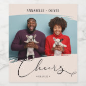 Proost op moderne trouwfoto wijn etiket (Enkel label)