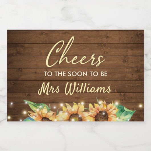 Proost op Mrs Sunflower Vrijgezellenfeest Sparkling Wijnetiket (Enkel label)