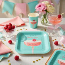 Proost op [naam] feestbord met cocktail