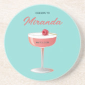 Proost op [naam] gepersonaliseerd feestje zandsteen onderzetter (Voorkant)