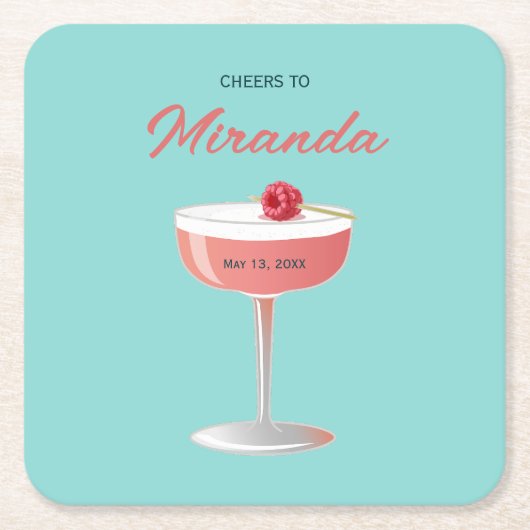 Proost op [Naam] Persoonlijk Feestje Kartonnen Onderzetters (Voorkant)