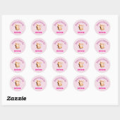 Proost Op + Naam, Roze Bruisend Ronde Sticker (Vel)
