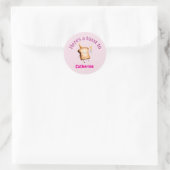 Proost Op + Naam, Roze Bruisend Ronde Sticker (Tas)
