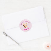 Proost Op + Naam, Roze Bruisend Ronde Sticker (Envelop)