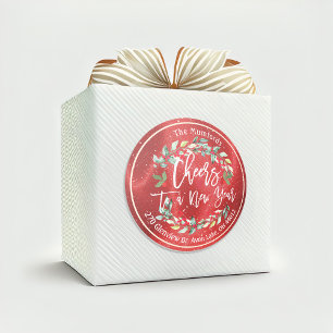 Proost op nieuwjaarsfeestelijke feestelijke toespr ronde sticker