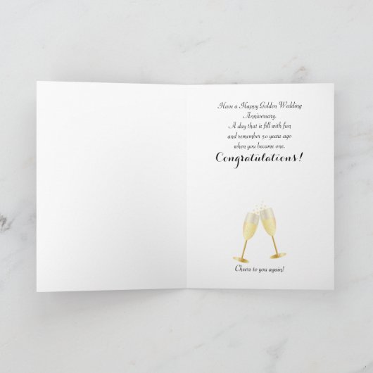 Proost op ons 50ste Golden Jubileum | DIY-tekst Kaart (Binnen)