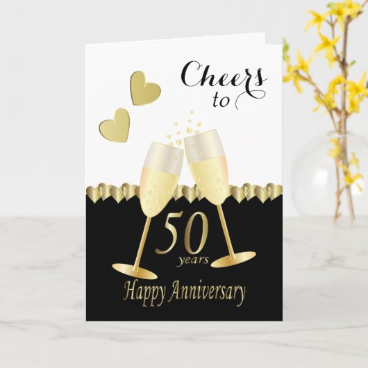 Proost op ons 50ste Golden Jubileum | DIY-tekst Kaart (Gele Bloem)