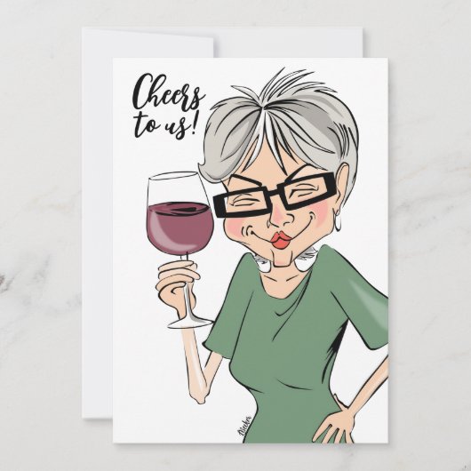 Proost op ons! Cartoon Drink Lady Kaart (Voorkant)
