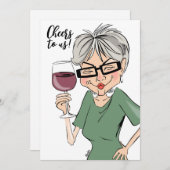 Proost op ons! Cartoon Drink Lady Kaart (Voorkant / Achterkant)