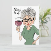 Proost op ons! Cartoon Drink Lady Kaart (Staand voorkant)