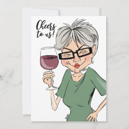 Proost op ons! Cartoon Drink Lady Kaart