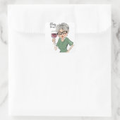 Proost op ons! Cartoon Drink Lady Kaart Vierkante Sticker (Tas)