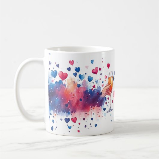 Proost op ons paar champagne bruiloft koffiemok (Links)