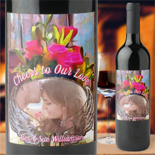 Proost op onze liefde Liefdesbloemen PM0001 Wijn Etiket