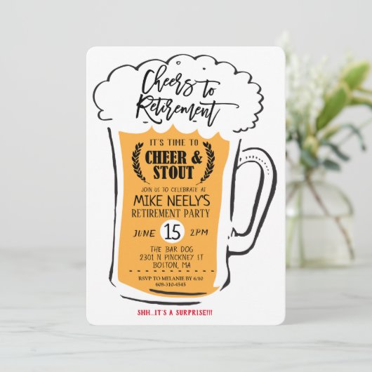 Proost op Pensioen Bier Pensioen Uitnodiging (Staand voorkant)