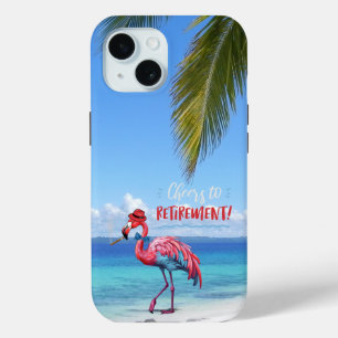 Proost op Pensioen Flamingo op Tropical Beach iPhone 15 Case