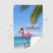 Proost op Pensioen Flamingo op Tropical Beach Golfhanddoek (Insitu)