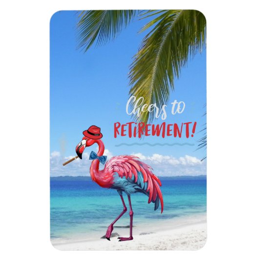 Proost op Pensioen Flamingo op Tropical Beach Magneet (Verticaal)