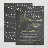 Proost op Pensioenfeest Chalk Lights Champagne Kaart (Voorkant / Achterkant)
