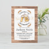 Proost op Pensioenfeest Wood Beers Invite Kaart (Staand voorkant)