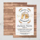 Proost op Pensioenfeest Wood Beers Invite Kaart (Voorkant / Achterkant)