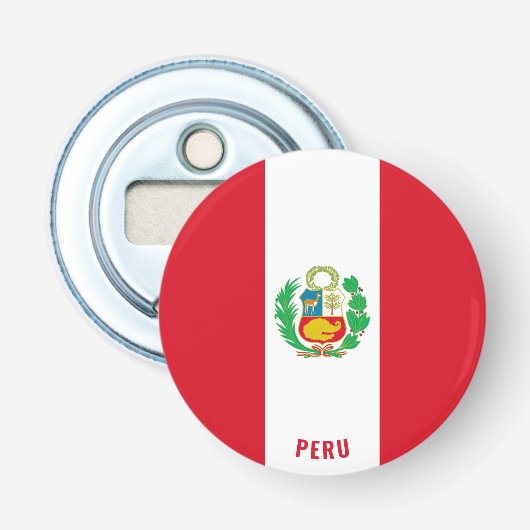 Proost op Peru! Prachtig patriottisch Button Flesopener (Voorkant)