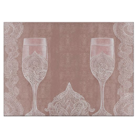 Proost op Pink Lace AI-kunst Snijplank (Voorkant)