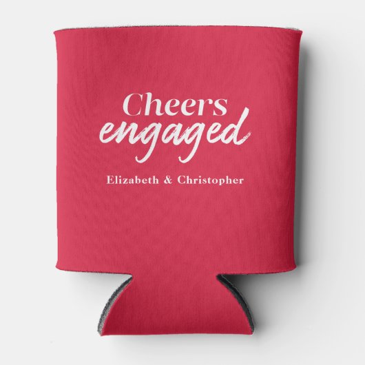 Proost op Red Typography Engagement Party Blikjeskoeler (Voorkant)