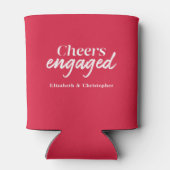 Proost op Red Typography Engagement Party Blikjeskoeler (Achterkant)