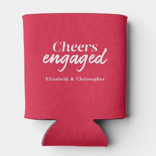 Proost op Red Typography Engagement Party Blikjeskoeler (Achterkant)