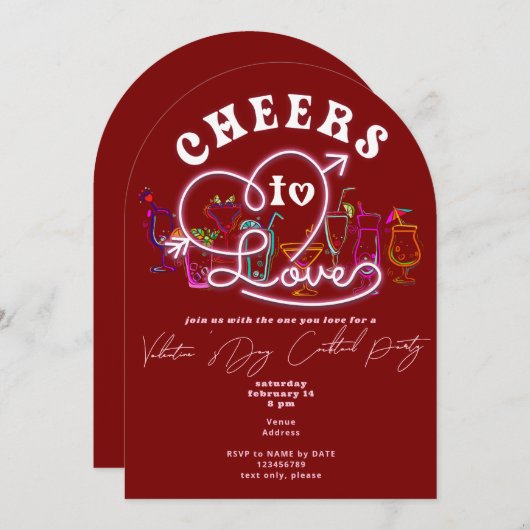 Proost op rode retro cocktail Valentijnsdag Kaart (Voorkant / Achterkant)