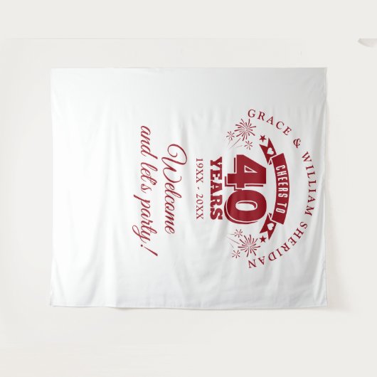 Proost op Ruby 40e Jubileum Photo Prop Wandkleed (Voorkant (horizontaal))