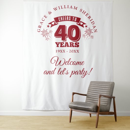 Proost op Ruby 40e Jubileum Photo Prop Wandkleed (In situ)