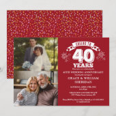 Proost op Ruby 40th Wedding Jubileum 2 Foto Kaart (Voorkant / Achterkant)