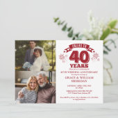 Proost op Ruby 40th Wedding Jubileum 2 Foto Kaart (Staand voorkant)