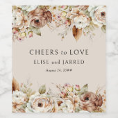 Proost op Rustiek Land Bloemen Bruiloft Wijn Etiket (Enkel label)