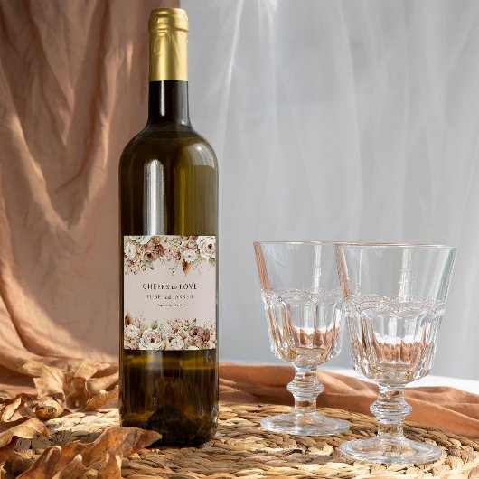 Proost op Rustiek Land Bloemen Bruiloft Wijn Etiket