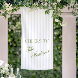 Proost op Sage Green & Beige Trouwbanner Spandoek