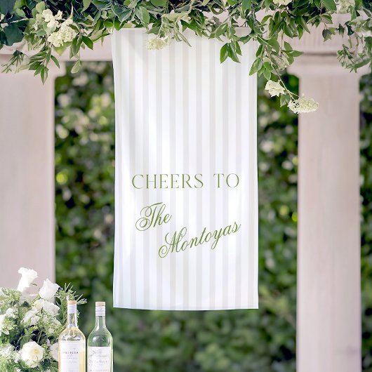 Proost op Sage Green & Beige Trouwbanner Spandoek