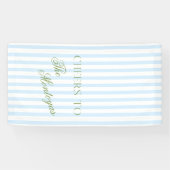 Proost op Sage Green & Blue Trouwbanner Spandoek (Horizontaal)