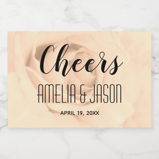 Proost op Sepia Tone Blooming Roos Blossom Bruilof Sparkling Wijnetiket (Enkel label)