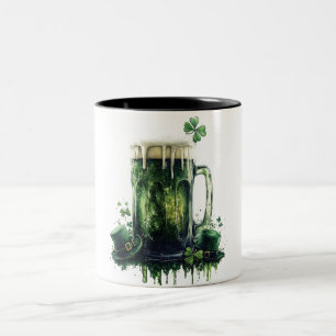 Proost op St. Patrick's Day! Bier Illustratie Tweekleurige Koffiemok