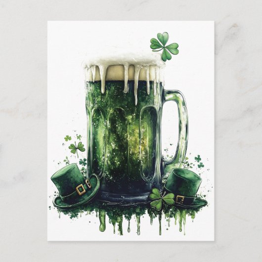 Proost op St. Patrick's Day! Bierillustratie Briefkaart (Voorkant)